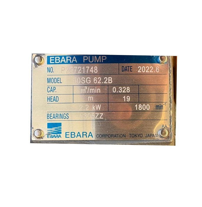 Ebara Pump Model 50SG 62.2 B