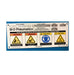 M-D Pneumatics label with warning and caution symbols on a white background