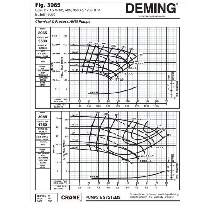 Crane Deming Centrifugal Pump 3065 Deming